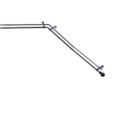 Kenney® Bryce 3/4" Decorative Bay Window Double Curtain Rod, 78-144", Black