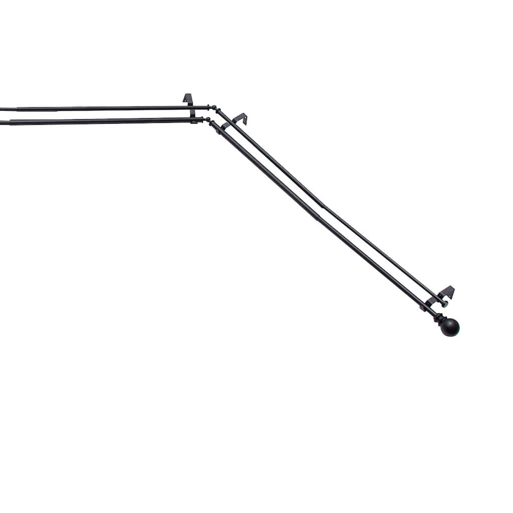 Kenney® Bryce 3/4" Decorative Bay Window Double Curtain Rod, 78-144", Black