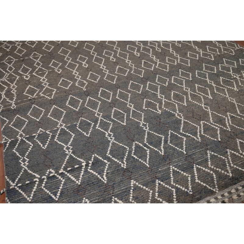 All-Over Geometric Moroccan Oriental Area Rug Handmade Wool Carpet - 7'10" x 10'1"