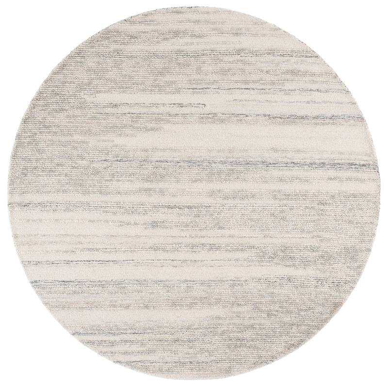SAFAVIEH Handmade Abstract Saadat Wool Rug - 6' Round - Grey/Ivory