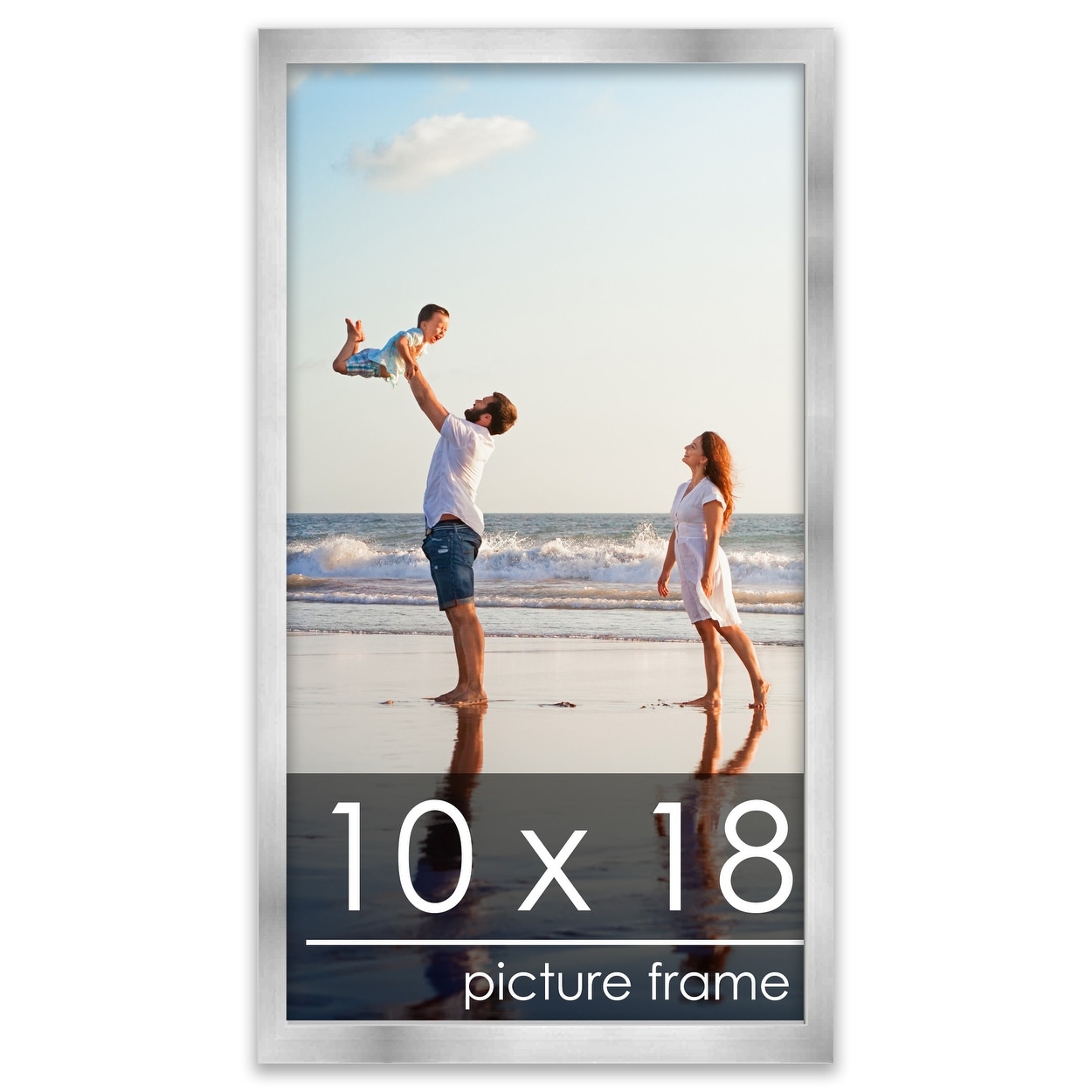 10x18 Frame Silver Pewter Wood Picture Frame with UV Acrylic Foam Board Backing Hardware