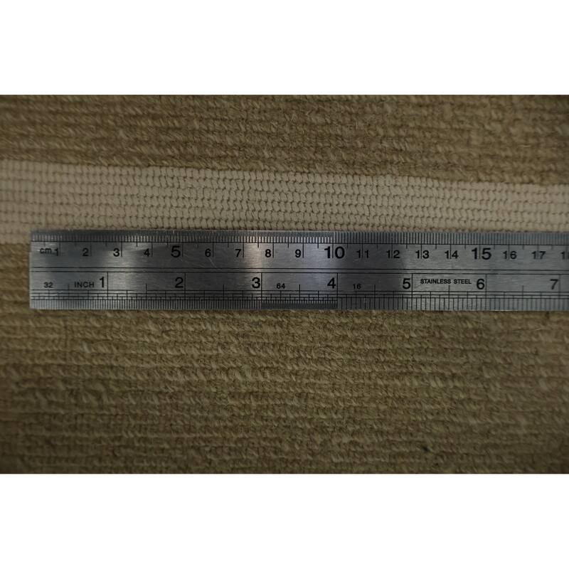 Hand Knotted Oriental Wool & Silk Carpet Modern Geometric Beige & Ivories Nepalese Area Rug - 10' 0'' X 8' 1''