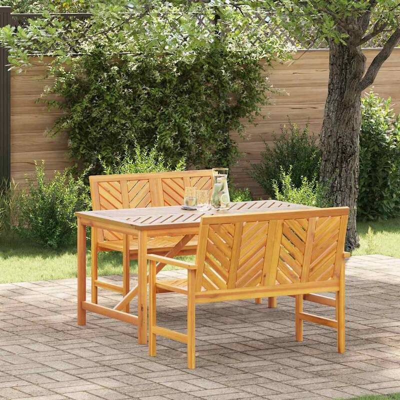vidaXL Garden Dining Set 3/7 pcs Brown 59.1" x 35.4" x 29.1 - 59.1" x 35.4" x 29.1 - Brown-2x bench (109 cm) + table