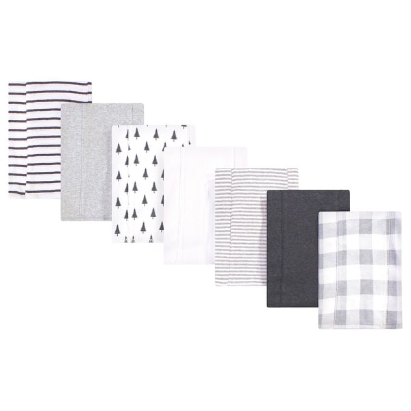slide 1 of 1, Touched by Nature Baby Organic Cotton Burp Cloths 7pk, Gray Plaid, One Size - Gray Plaid - One Size One Size - Gray Plaid