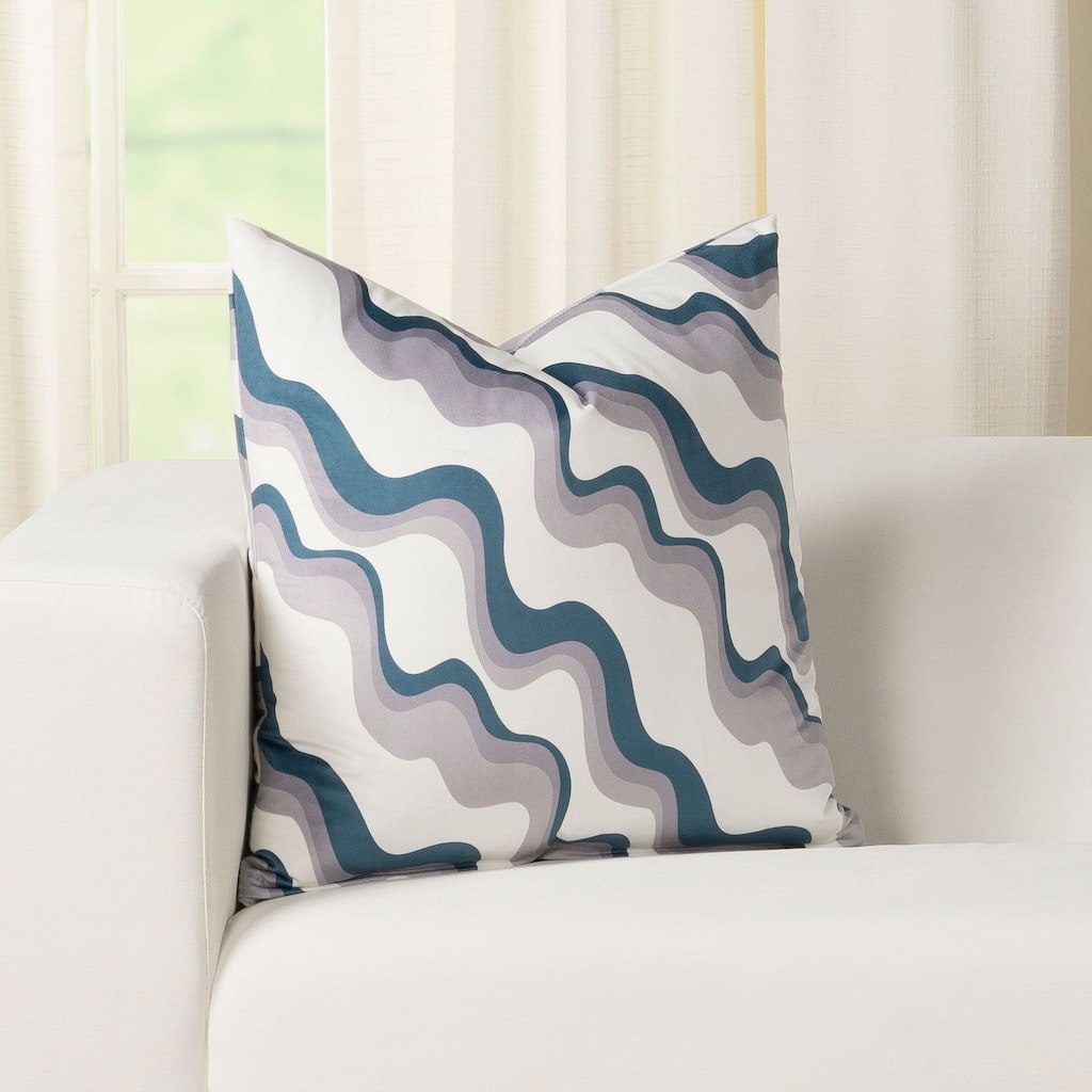 Undertow Wavy Stripe Printed Plush Throw Pillow