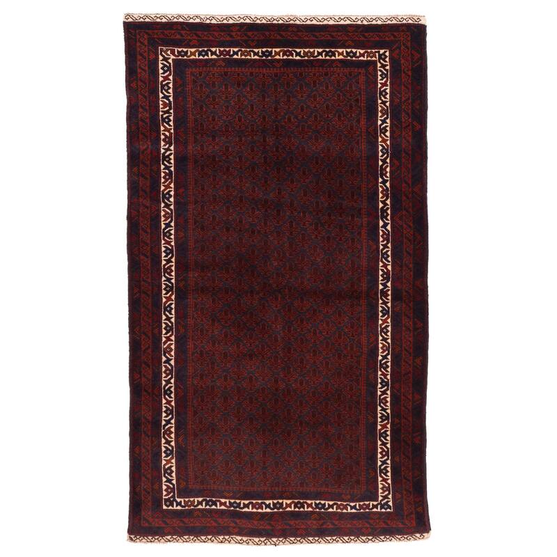ECARPETGALLERY Hand-knotted Teimani Dark Red Wool Rug - 3'10 x 6'6