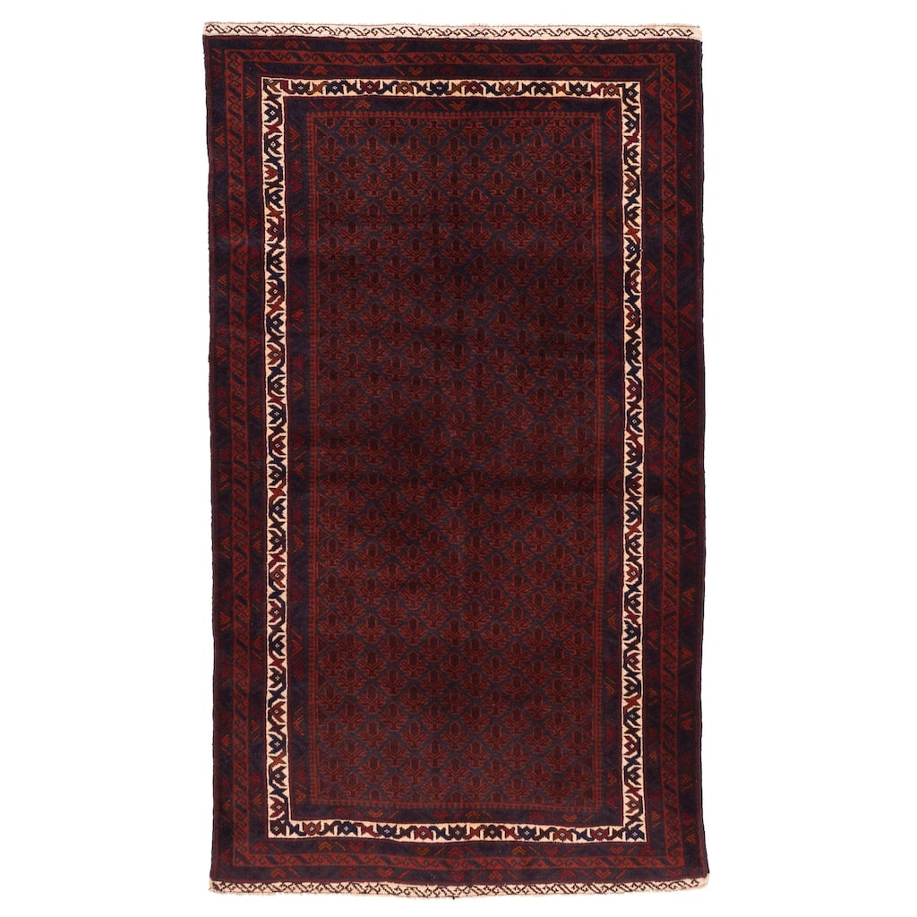 ECARPETGALLERY Hand-knotted Teimani Dark Red Wool Rug - 3'10 x 6'6