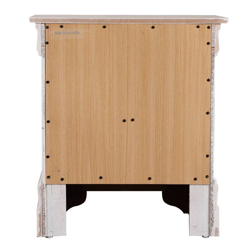 Vintage Style 2-Drawer Wooden Nightstand - 24" - White