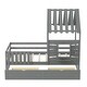 preview thumbnail 11 of 38, Twin Size House Bed Wood Kids Bed Frame with 2 Storage Drawers, Window and Guardrails for Bedroom, Easy Assembly