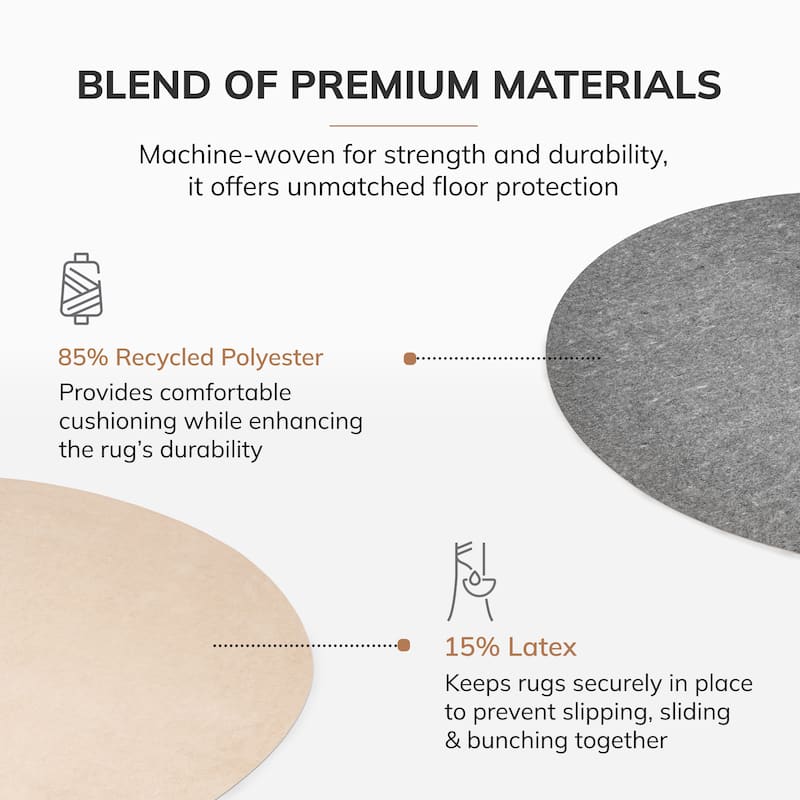 Jani Premium All-Surface Non-Slip 5' x 8', Gray/Tan, Rectangle Rug Pad - Extra Strong, Protective, Anti-Slip for Hardwood Floors