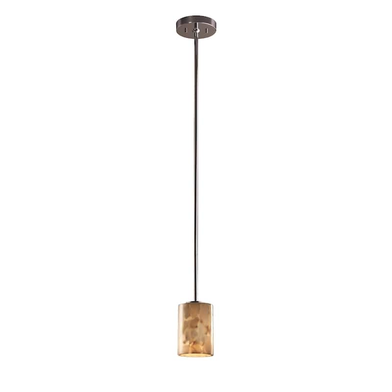 Justice Design Alabaster Rocks 1-light Polished Chrome Mini Pendant, Rigid Stem Kit - Polished Chrome, Off-White