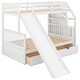 preview thumbnail 12 of 11, Twin over Full Bunk Bed with Drawers,Storage and Slide,High Guardrail, Ladder With Handrails，Multifunction,Space Saving,White