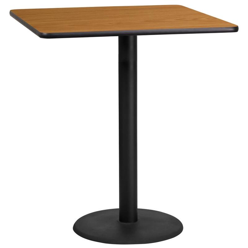 36'' Square Laminate Table Top with 24'' Round Bar Height Table Base - 36"W x 36"D x 43.125"H - 36"W x 36"D x 43.125"H
