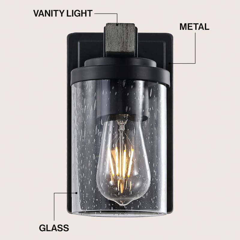 Ferme Iron/Seeded Glass Rustic LED Vanity Light, by JONATHAN Y