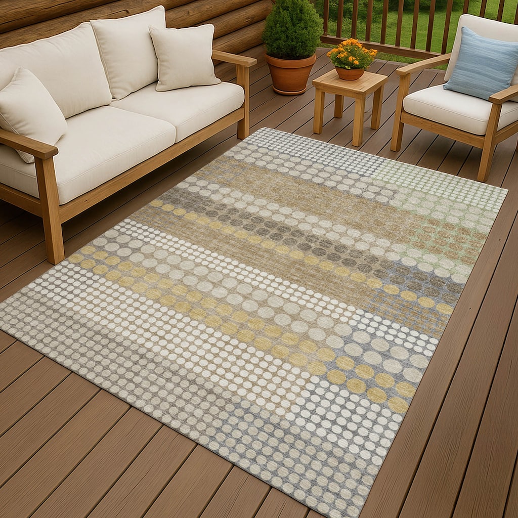 Machine Washable Indoor/ Outdoor Casual Dotty Chantille Rug