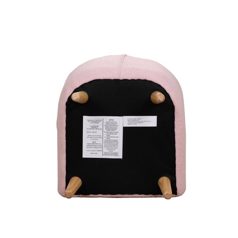 Pink Kids Club Arm Chair with Plush Teddy Fabric and Foam Cushion