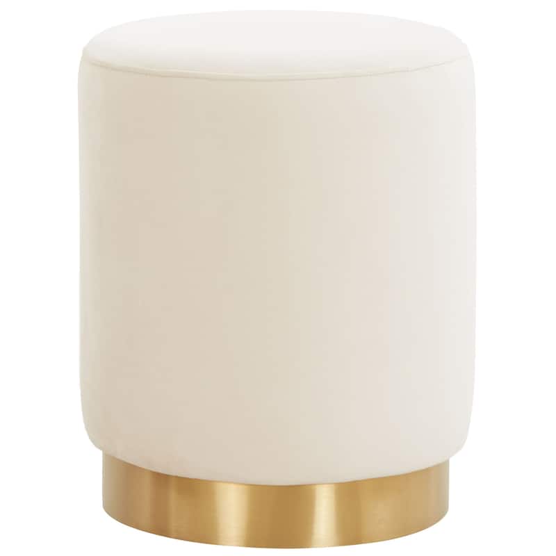 SAFAVIEH Couture Fanka Velvet Ottoman with Brass Base- Navy / Brass