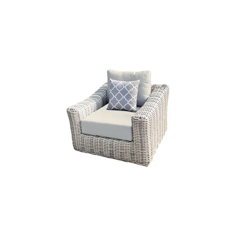 Teva Patio Furniture Hawaii Three-Tone Wicker Gray/Off White/Beige Arm Chair with Cushion - Beige