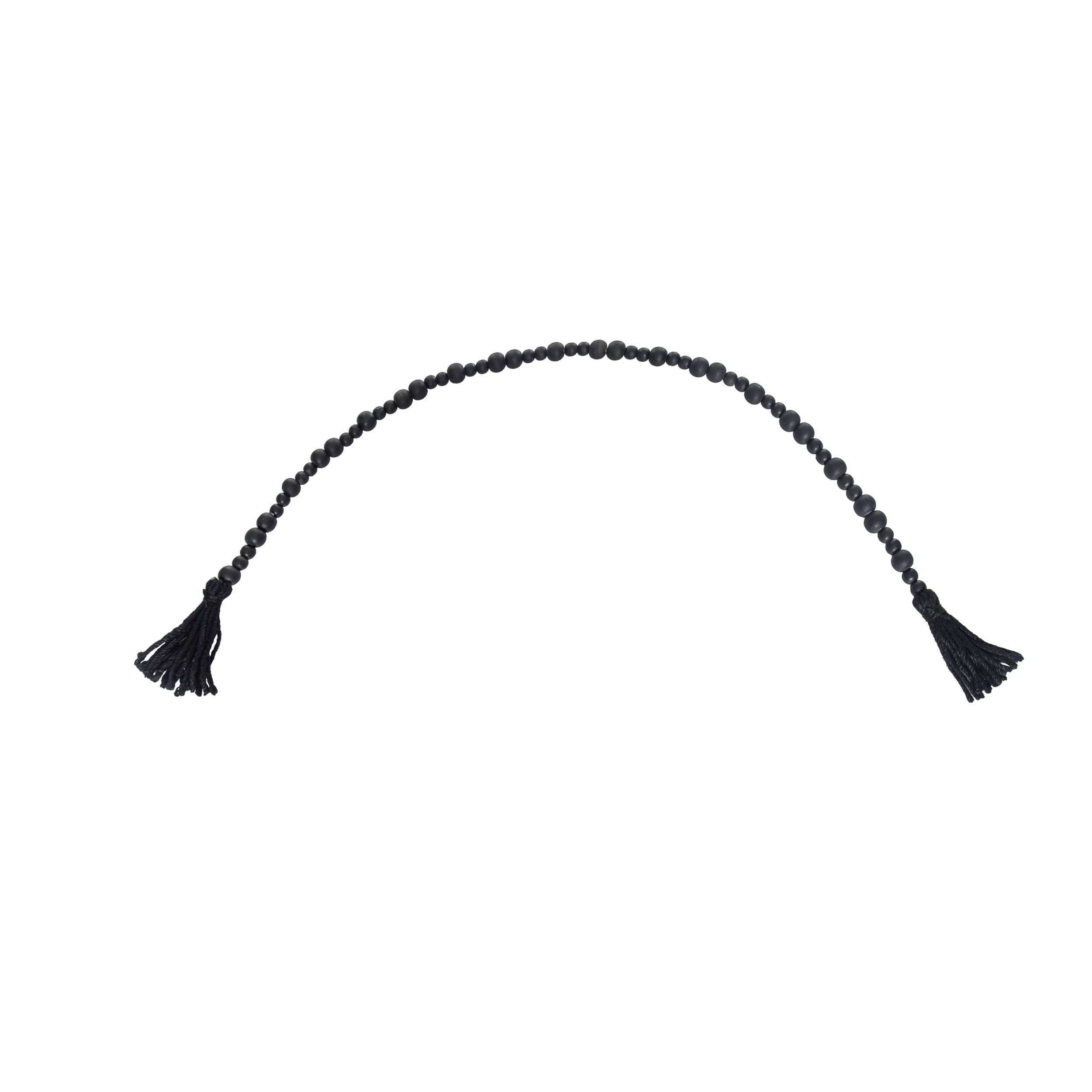 Black Wooden Christmas Bead Garland with Tassels for Decor