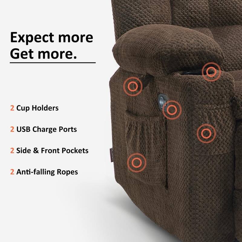MCombo Power Loveseat Recliner, Electric Reclining Loveseat Sofa with Heat and Vibration, Cupholders, USB Charge Ports RS6314