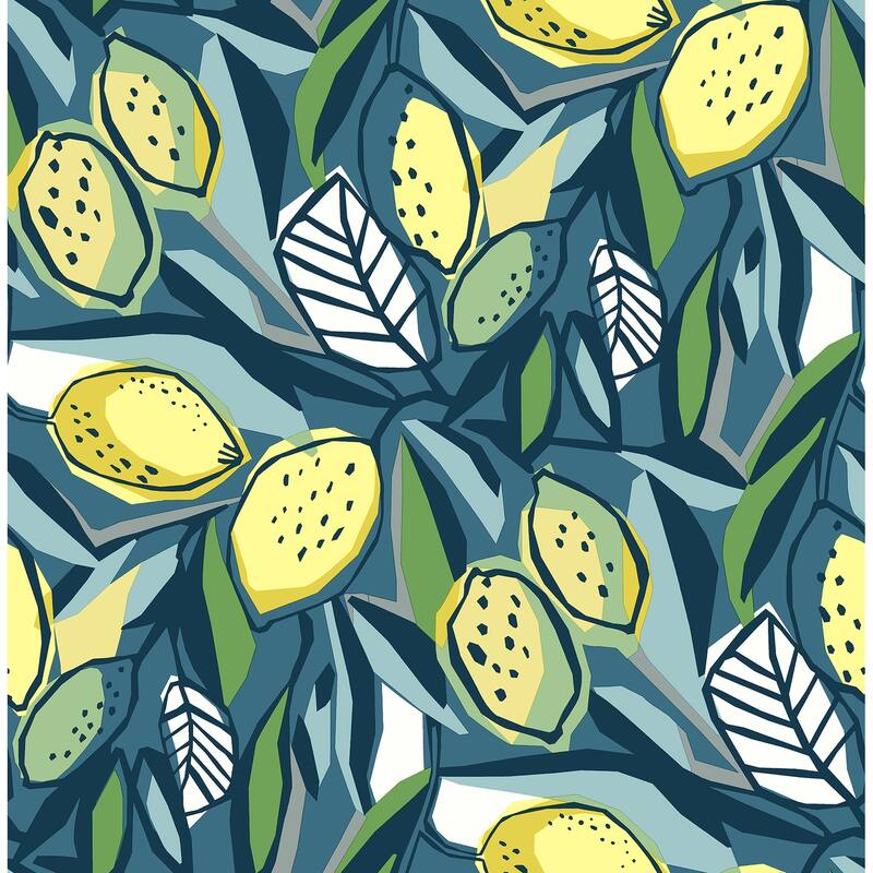 A-Street Prints Meyer Blue Citrus Wallpaper