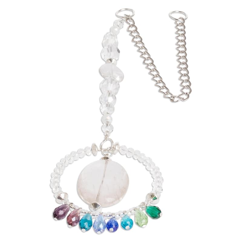 Novica Handmade Mystic Peace Ring Crystal And Glass Beaded Suncatcher