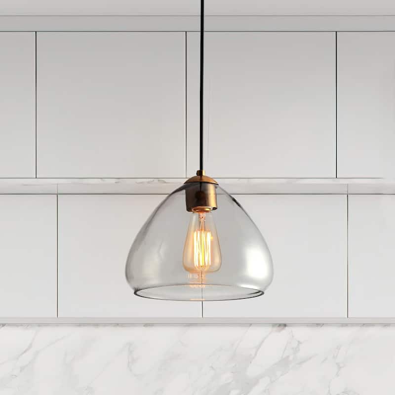 Gloam Modern Single Dome 1-Light Smoked Gray Glass Kitchen Island Art Deco Pendant - D9.8"* H8.3"