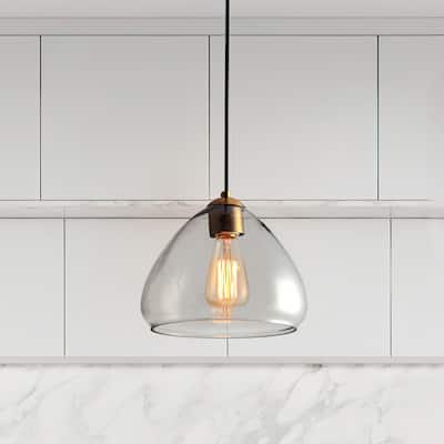 Gloam Modern Single Dome 1-Light Smoked Gray Glass Kitchen Island Art Deco Pendant - D9.8"* H8.3"