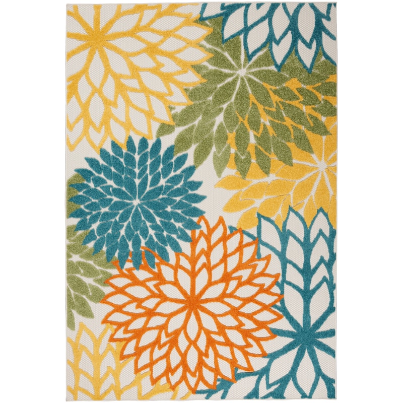 Nourison Alice Indoor/Outdoor Blue Floral Area Rug - 6' x 9' - Turquoise/Multicolor