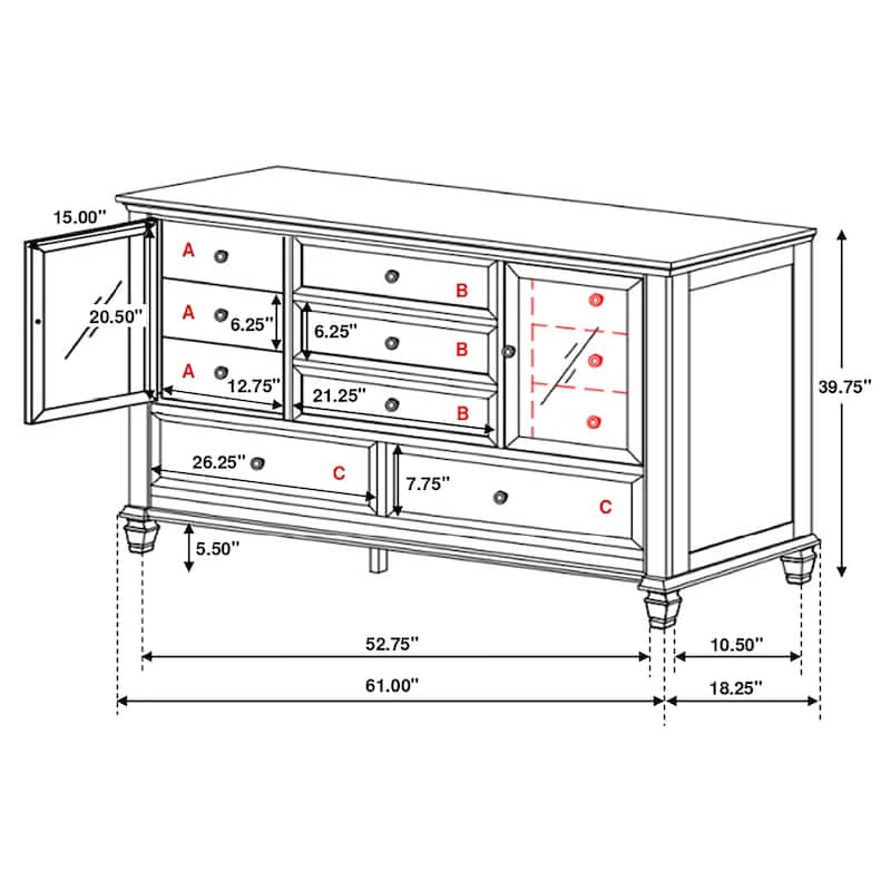 Sandy Beach Coastal Wood 11-drawer Bedroom Dresser