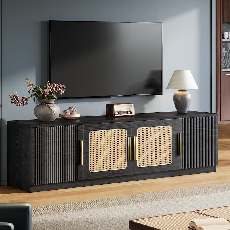 71 Inches TV Stand for Living Room, Entertainment Center with 6-Tier Storage Shelf