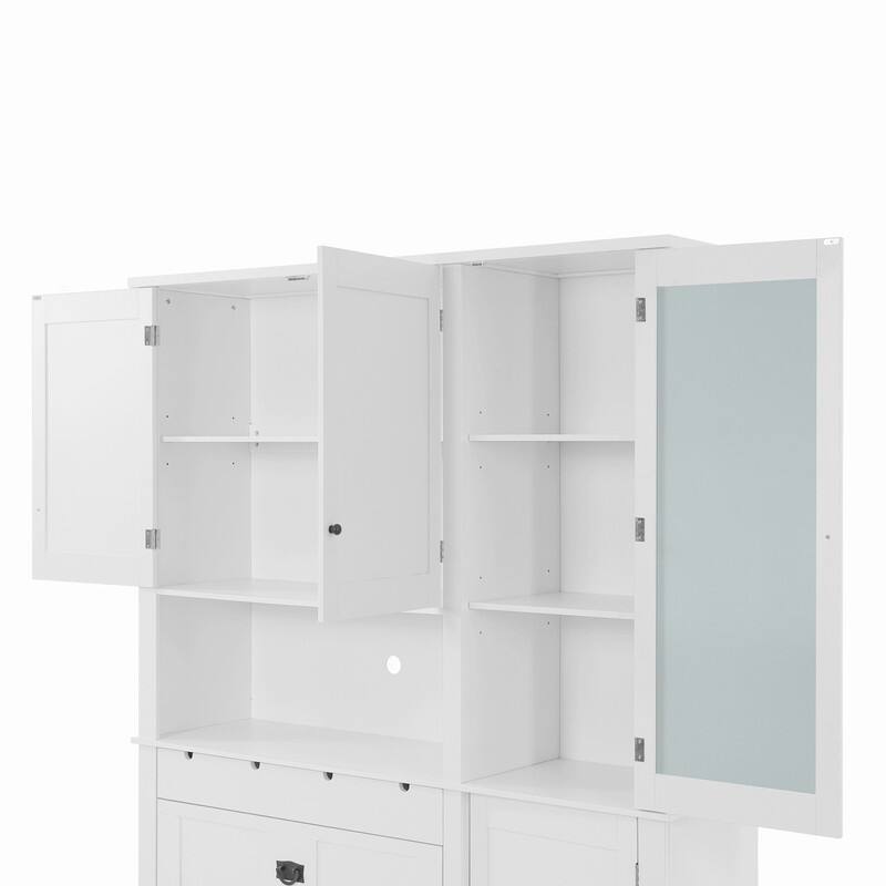 Freestanding 78.3" Kitchen Pantry with Hutch, Large Kitchen Pantry Storage with Drawers,Door Shelf and Adjustable Shelves