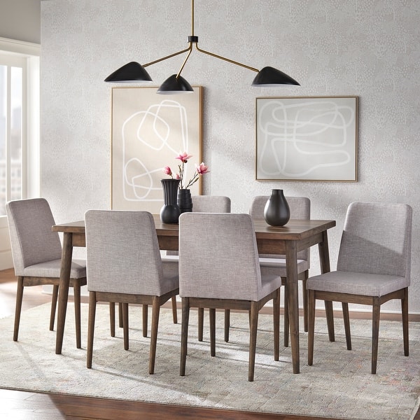 slide 2 of 9, Carson Carrington Lulea Mid-century 7-piece Dining Set Walnut/Light Grey