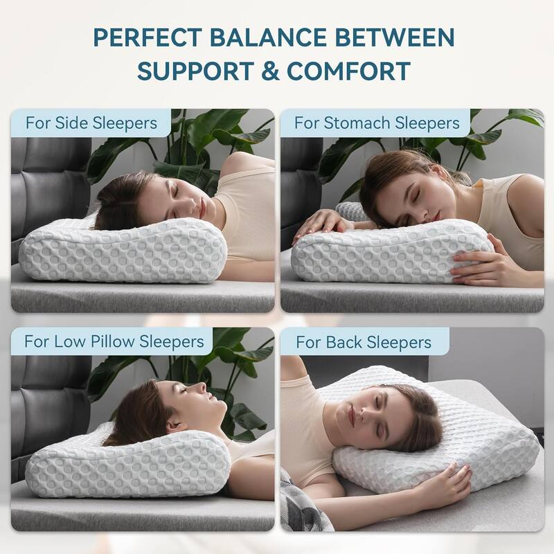 Memory Foam Bed Pillow Cervical Orthopedic Pillow - White