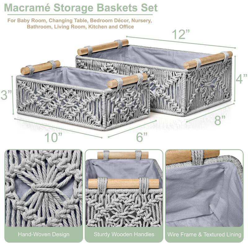 Sorbus Storage Wicker Baskets -Set of 2 - 12 x 8 x 4 in