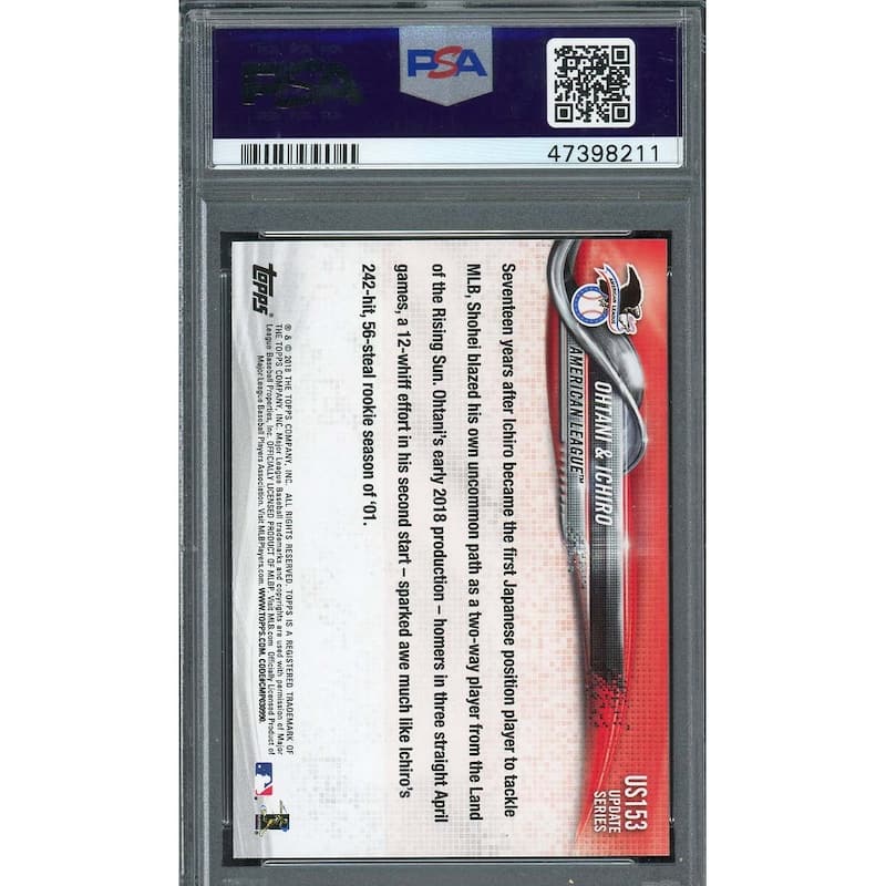 Shohei Ohtani Ichiro Suzuki 2018 Topps Update Baseball Rookie Card #US153 Graded PSA 10 - 8'6" x 11'6"