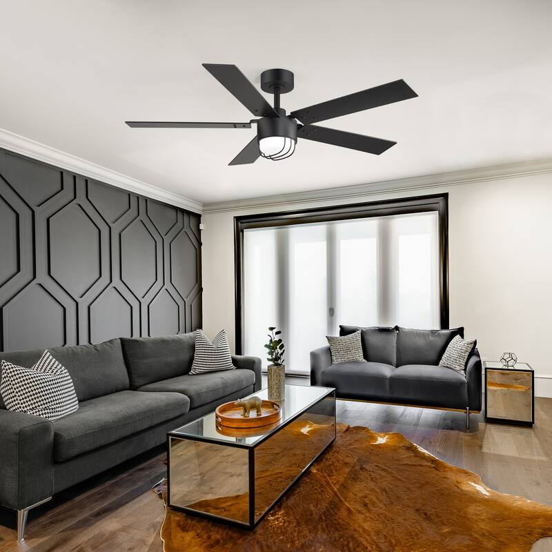 52" Reversible 5-Blade Modern LED Ceiling Fan with Light and Remote