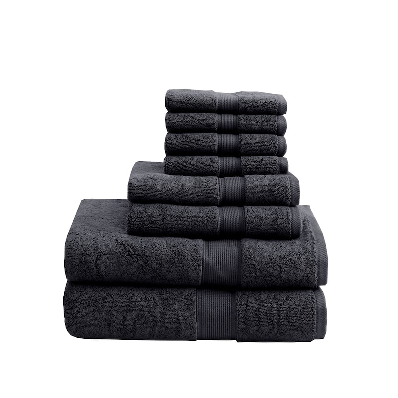 Madison Park Signature Cotton 8-piece Antimicrobial Towel Set - Black