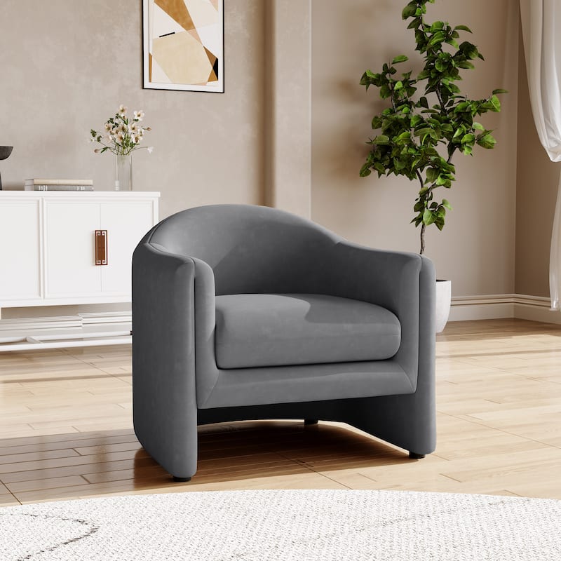 32.3" Wide Upholstered Barrel Boucle Velvet Accent Chair