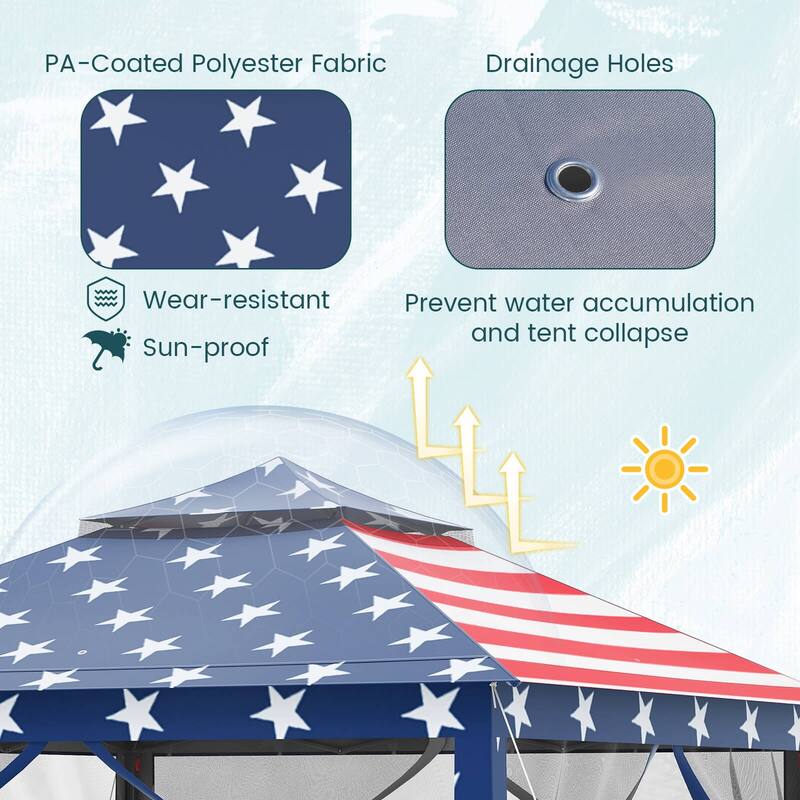 Costway 11'x11' 2-Tier Pop-Up Gazebo Tent Portable Canopy Shelter