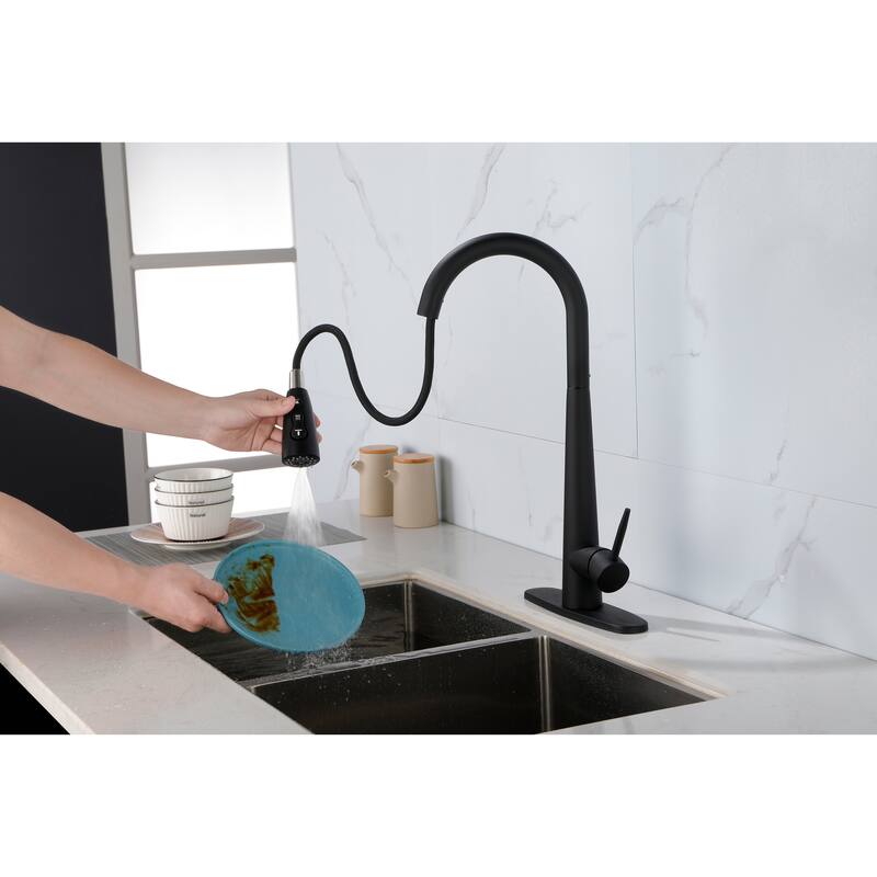 Single Handle Stainless Steel Kitchen Sink Faucet with Pull Down Sprayer