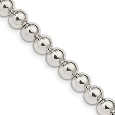 Curata 925 Sterling Silver 6.1mm Polished Bead Chain Necklace (Lobster)