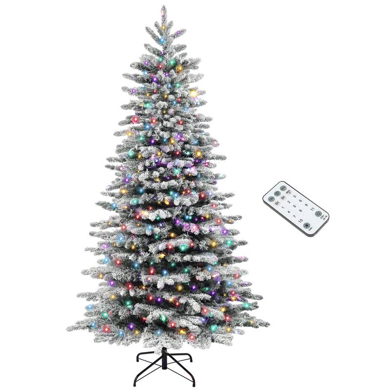 7.5ft Snow Flocked Artificial Christmas Tree - Green