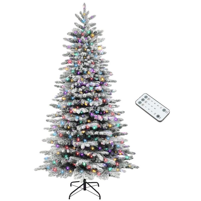 Snow Flocked Artificial Christmas Tree - Festive Snowy Finish - Green
