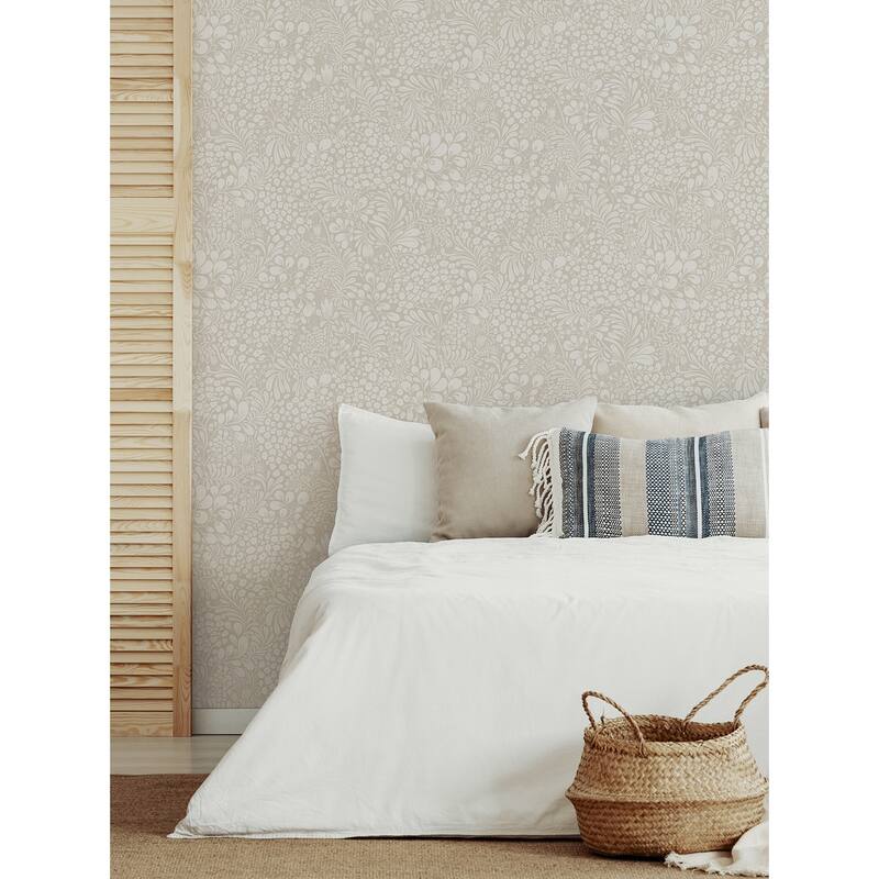 A-Street Prints Siv Grey Botanical Wallpaper