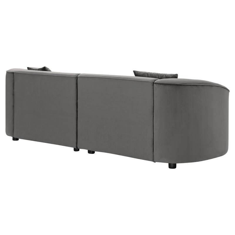 87" Curved Grey Sofa with Plush Seating and Durable Frame