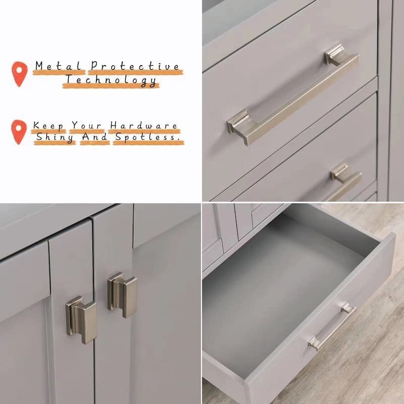 Prismosaic 60 in. Lunar Gray Vanity with Countertop & Splash, Double Sinks