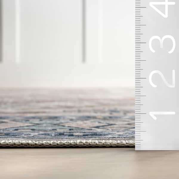 dimension image slide 2 of 5, Nuloom Benoite Splashguard Medallion Machine Washable Area Rug