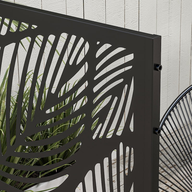 Outsunny Metal Outdoor Privacy Screen, Decorative Privacy Fence Screen, Outdoor Divider