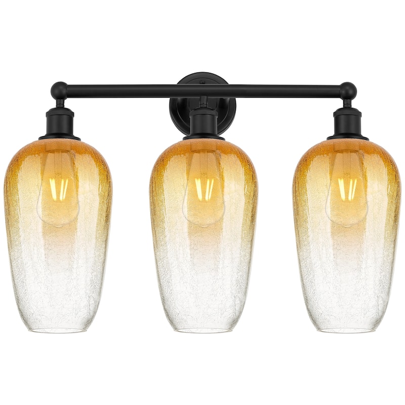 Innovations Lighting 616-3W-18-25 Brookhaven Flute Vanity Brookhaven - Matte Black / Amber